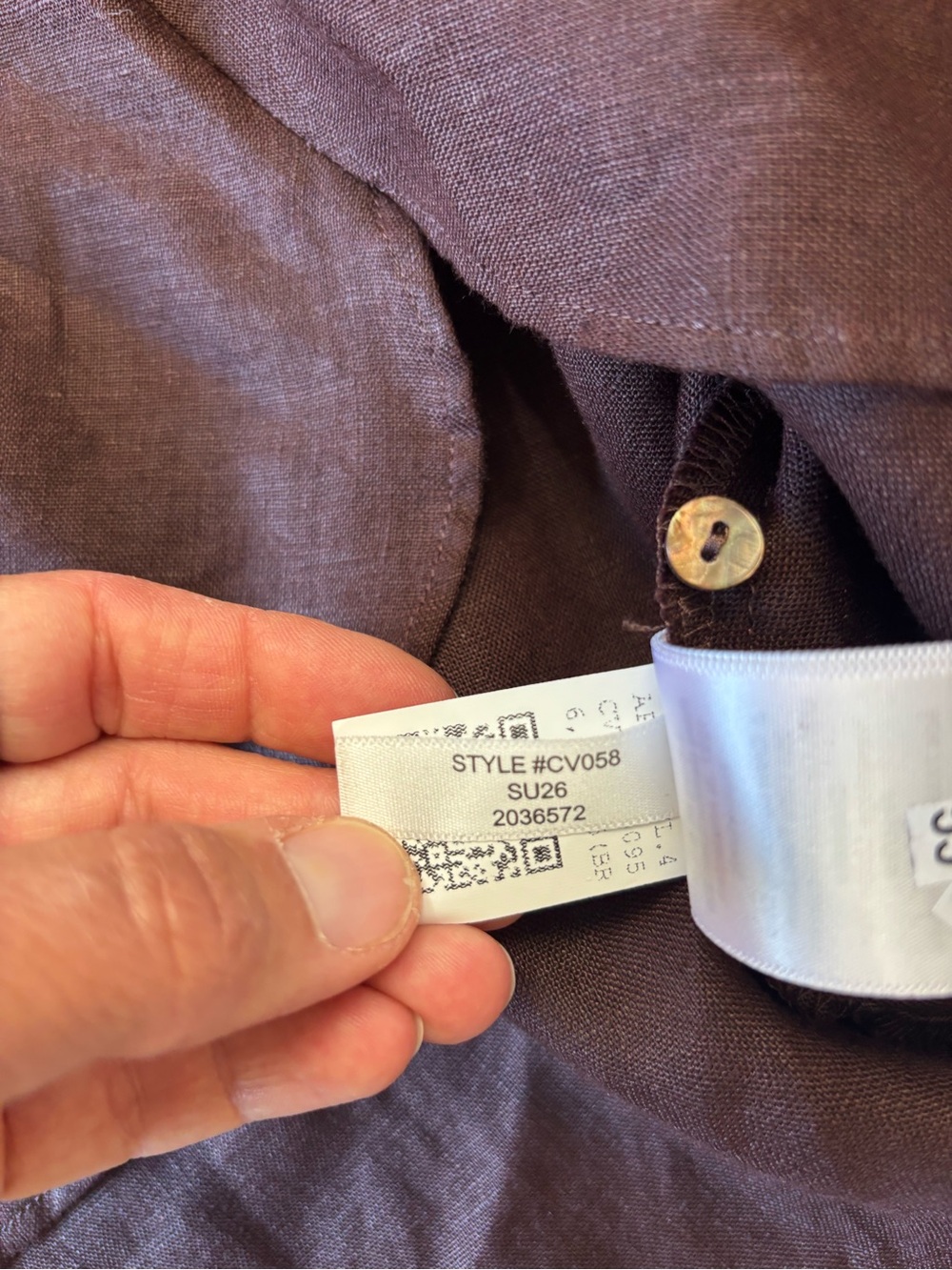 J. Crew Bias Cut Linen Shirt Smoked Walnut Brown Band collar Minimalist 6 - Picture 6 of 8